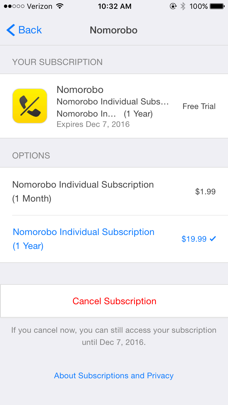 iphone 7 manage subscriptions